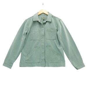 Universal Thread Women's Utility Jacket Green Cotton Snap Front Chest Pockets XS